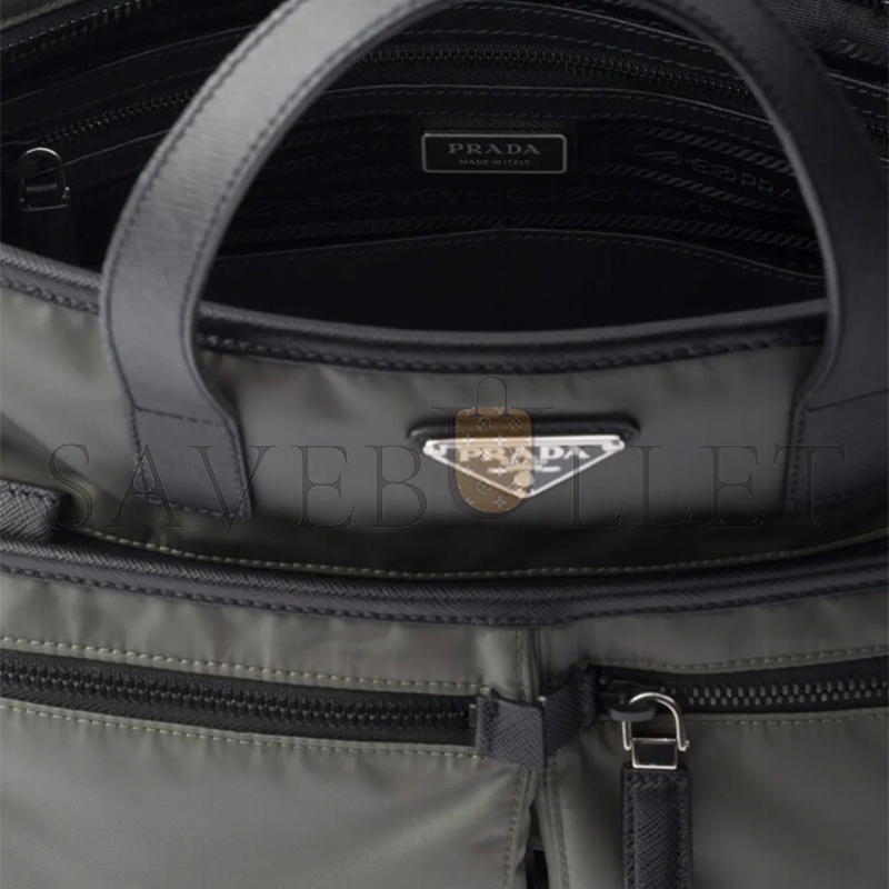 PRADA RE-NYLON AND SAFFIANO LEATHER TOTE BAG 2VG860 (36*34*8cm)
